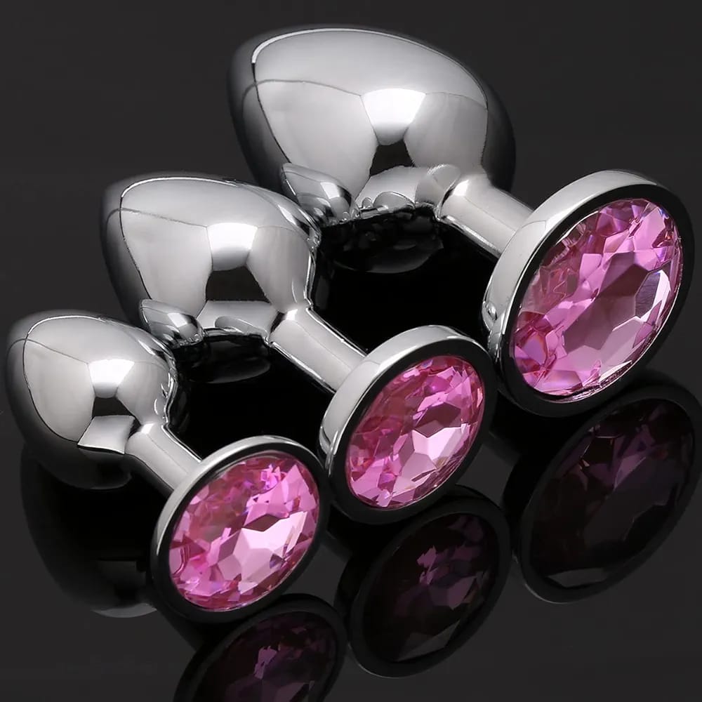Rose Crystal Stainless Steel Plug Set